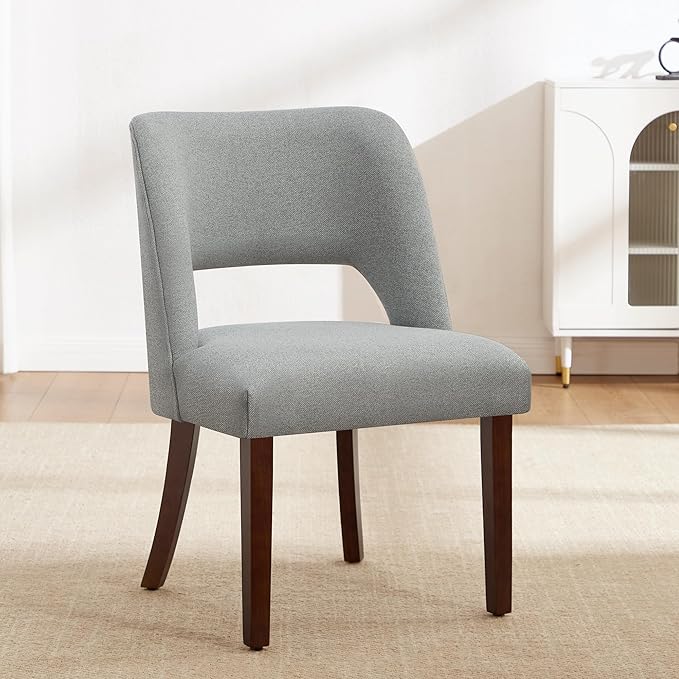 Dining Chair Set of 1,Modern Dining Room Chairs with Thick Cushions,Upholstered Linen Fabric Kitchen Chairs for Kitchen Dining Room LIGHTGREY