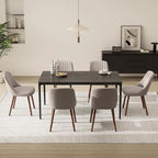 Upholstered Dining Chairs Set of 6, Modern Fabric Kitchen Chairs with Back, Wood Legs for Kitchen Dining Room Restaurant, Taupe