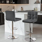 Yaheetech Bar Stools Set of 2, Adjustable PU Leather Swivel Barstools, Modern Counter Stools with Back and Footrest, Counter Height Barstools for Bar, Kitchen, Dining Room, Gray