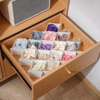 ROUFA Sock Drawer Organizer for Dresser, Honeycomb Underwear Dividers for Women, Panty Separator for Bras, Socks, Belt and Leggings (12pcs.White)