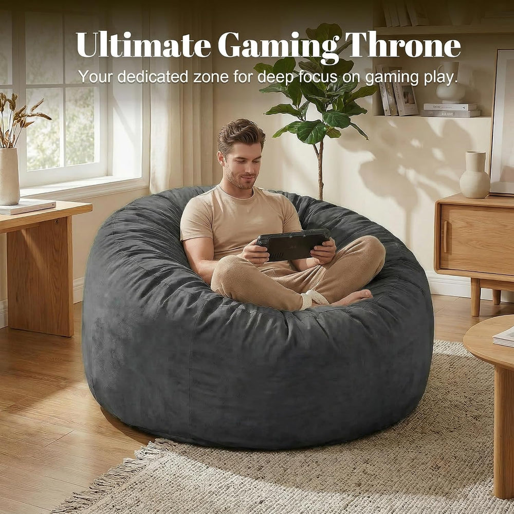 Codi 4 FT Bean Bag Chairs for Adults, Large Beanbag with Filler, Grey | Premi...