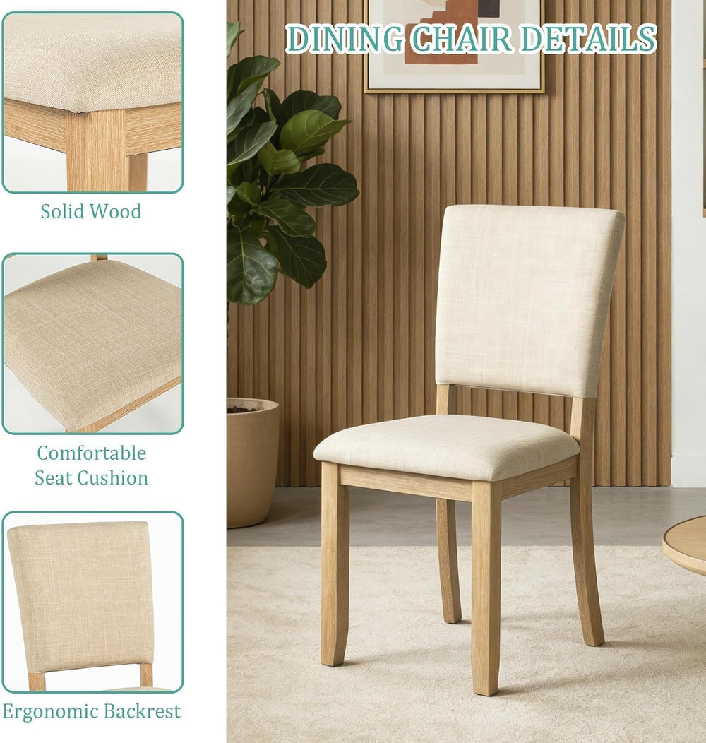 leovanni Round Dining Table Set for 4, Kitchen Table with 4 Upholstered Chair...