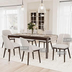 COLAMY Upholstered Dining Chairs Set of 6, Modern Kitchen Chairs with Back, Fabric Side Chair with Wood Legs for Dining Room Kitchen Restaurant, Beige