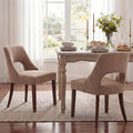 UVV Wooden Dining Chairs Set of 2, Mid Century Modern Upholstered Dining Room Chair Kitchen Chairs, Chenille Dinner Chair with Solid Wood Legs for Kitchen Dining Room, Khaki