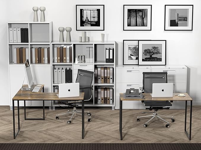 SHW Mission 48 x 48 Inches L-Shape Home Office Computer Desk, Rustic Brown