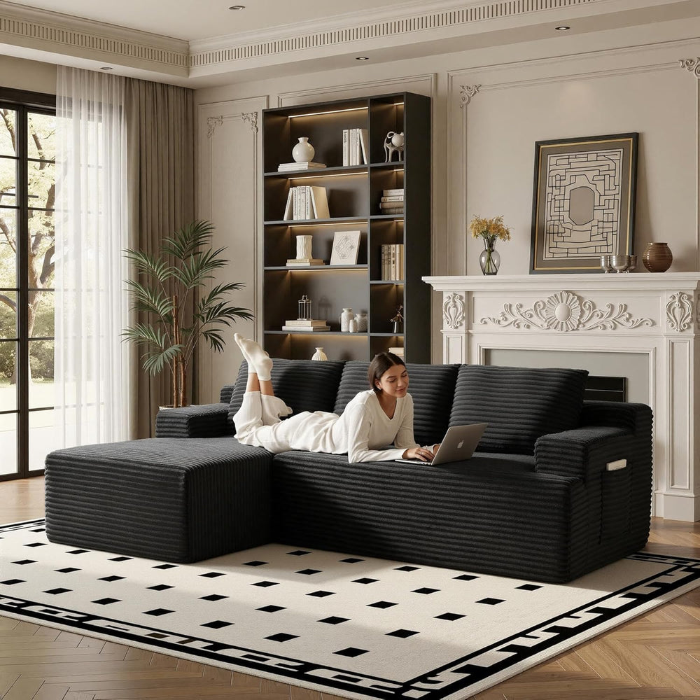 96" Sectional Couches for Living Room Cloud Couch Sofa with L-Shape Upho...