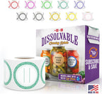 Canning Labels Dissolvable Stickers for Mason Jars and More (2" Round 200/roll) Canning Supplies Washes Off in Seconds Like Magic - Jar Labels Homemade Jam, Jelly, and More (Mint)