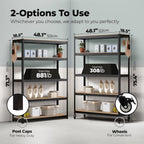 HOMEDANT House 5-Tier Metal Boltless Rolling Cart Shelf Rack Casters Heavy Duty Wheel Shelving Unit Adjustable Utility Storage Shelves Organizer Shelf Kitchen Garage 48.1" W x 18.5" D x 75.4" H 2Pack