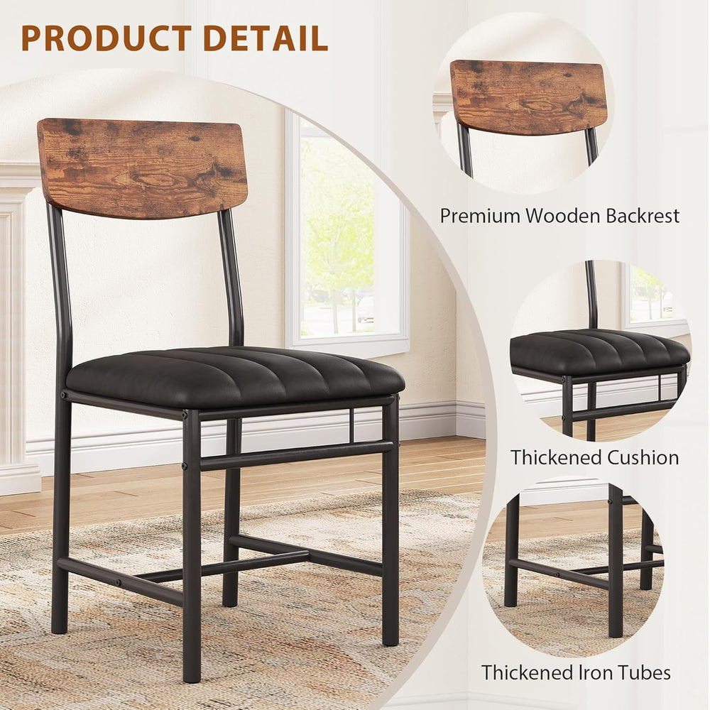 Jocoevol Industrial Dining Chairs Set of 4 - Upholstered Dining Room Chairs w...