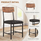 Industrial Dining Chairs Set of 6 - Upholstered Dining Room Chairs with PU Leather, Kitchen Chairs with Wooden Backrest and Thickened Metal Legs, for Dining Room, Living Room (6, Vintage)