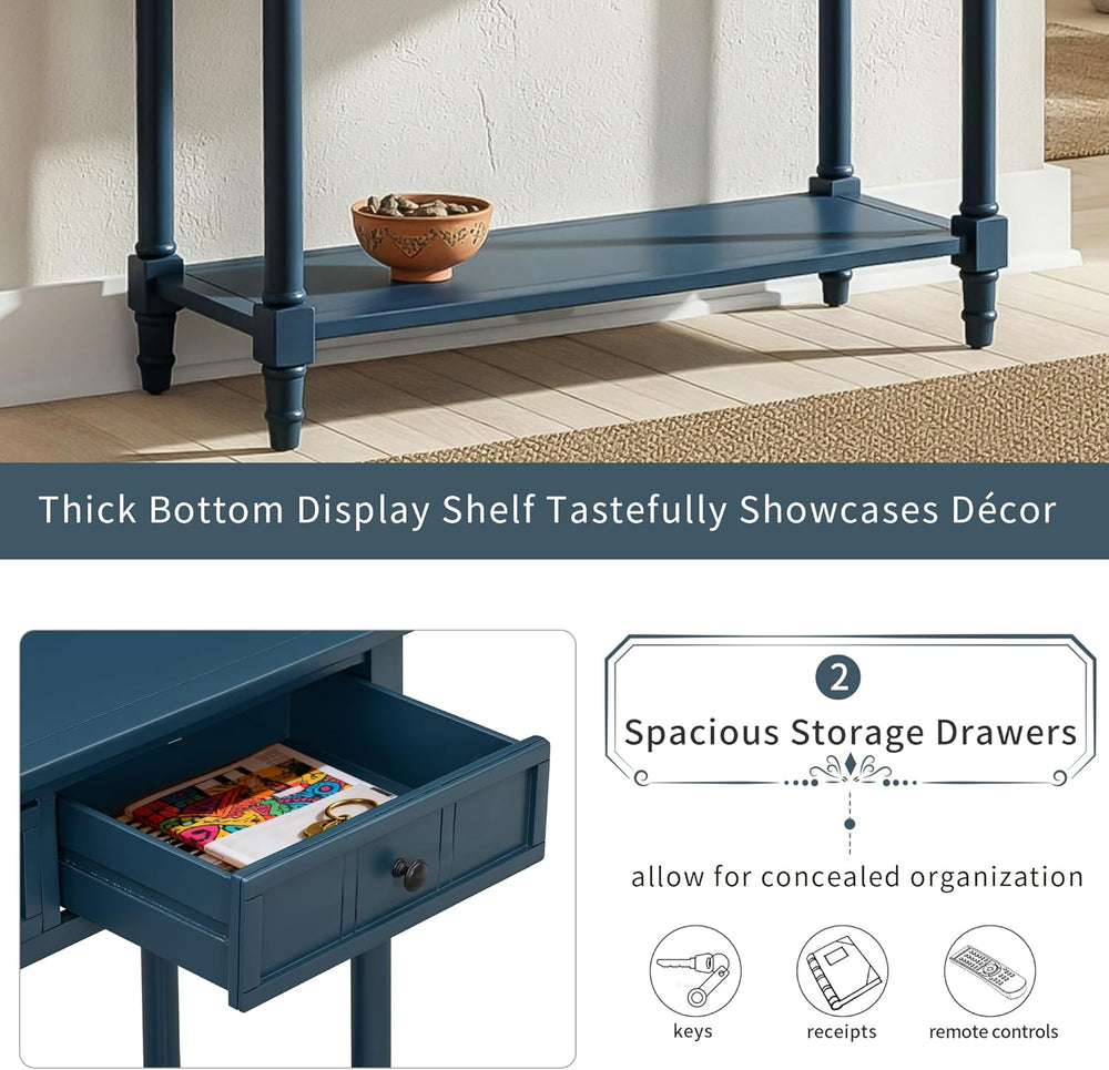 Merax Long Narrow Entryway Console Table with Storage Drawers and Bottom Shel...
