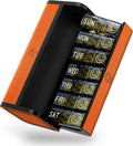 Large 7-Day Pill Organizer | PU Leather Travel Case with Discreet & Aesthetic Design | Detachable, Compact Pill Box for Vitamins & Medicine (Orange)