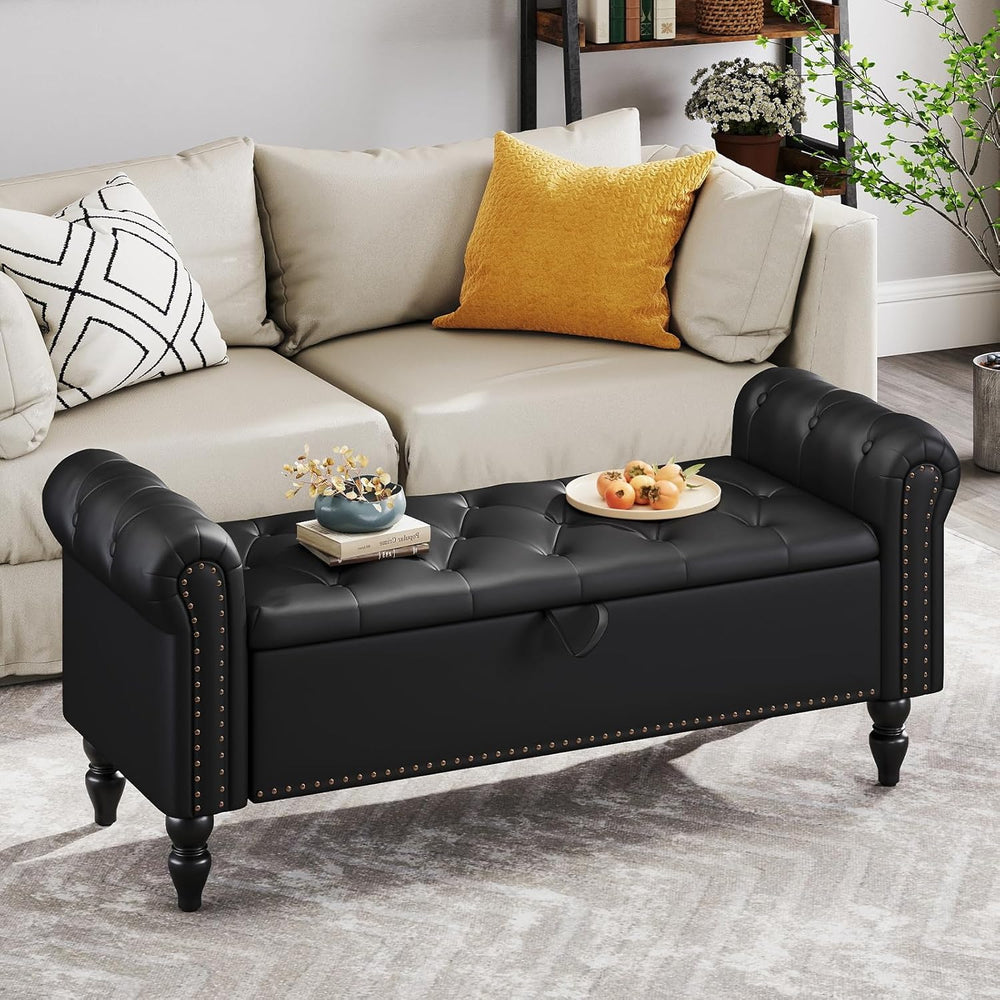 Furniliving 51” End of Bed Bench, Bedroom Bench with Button-Tufted, Large Uph...