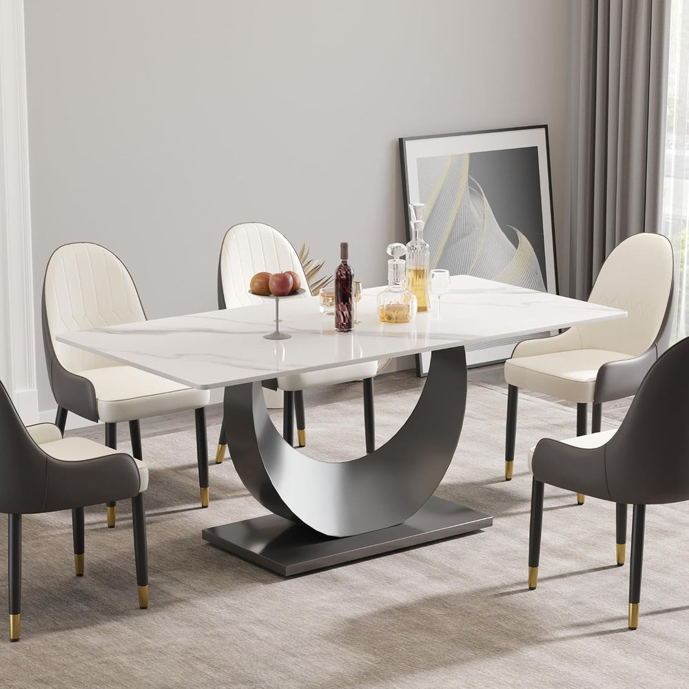 Montary 7 Piece Dining Table Chairs Set, Modern Dining Table Set of 6, Includ...