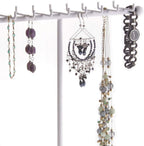 Angelynn's Sturdy Long Necklace Holder Organizer Tall Tabletop Pendant Display Stand, Freestanding Large Capacity Jewelry Tree, Gianna White 11 1/2" Wide x 14 1/2" Tall