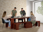 Transformer Table Solid Wood Extendable Dining Table, Red Oak | Seats 2-12, Expandable Dining Room Table, Space-Saving Furniture, Kitchen and Dining Room Furniture, Table + Bench