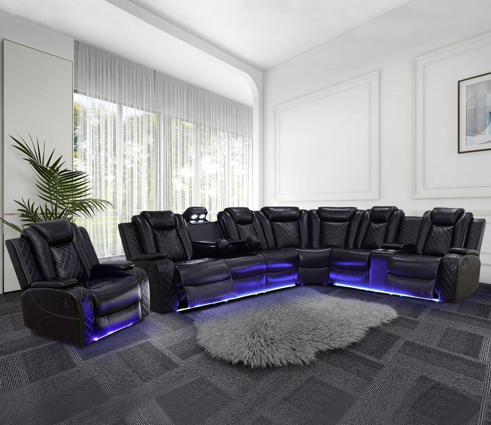 Power Recliner Sofa Sectional Couch for Living Room Furniture Set,Leather Rec...