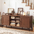 Giantex 2-Door TV Stand for TVs up to 65", Mid Century Modern Entertainment Center with 2 Storage Cabinets & 4 Adjustable Shelves, 6 Metal Legs, Media TV Console Table for Living Room (Walnut)