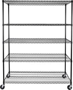 Seville Classics UltraDurable Heavy Duty NSF Solid Steel Wire Rack Storage Unit, Organizer for Garage, Warehouse, Office, Restaurant, Classroom, Kitchen, Black, 5-Tier Shelving, 60" W x 24" D