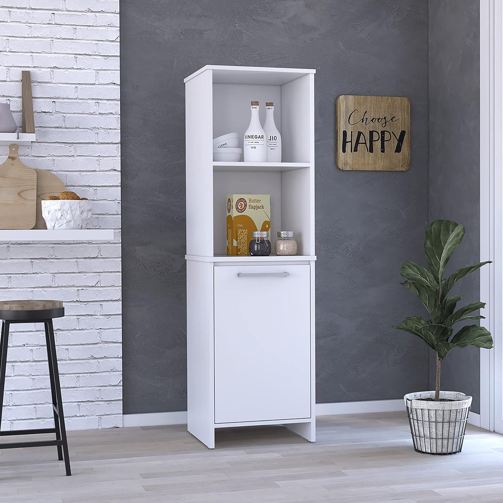 Eiffel Kitchen Pantry, Two External Shelves, Single Door Cabinet, Two Interio...