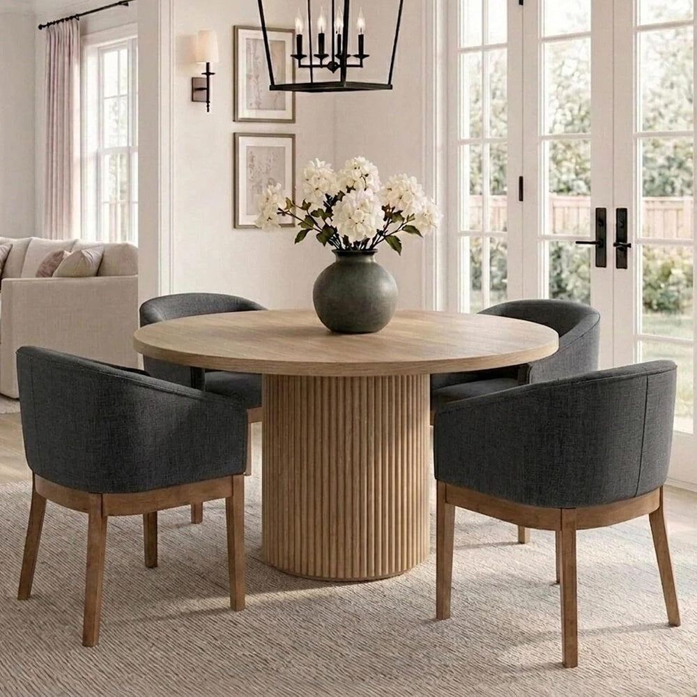 HNY Barrel Dining Chairs Set of 4, Mid Century Modern Upholstered Dining Chai...