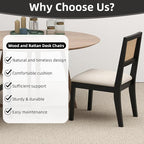 Westice Rattan Dining Chairs Set of 6, Farmhouse Natural Dining Room Chairs with Upholstered Cushion, Wood Armless Chairs for Kitchen/Restaurant, Black