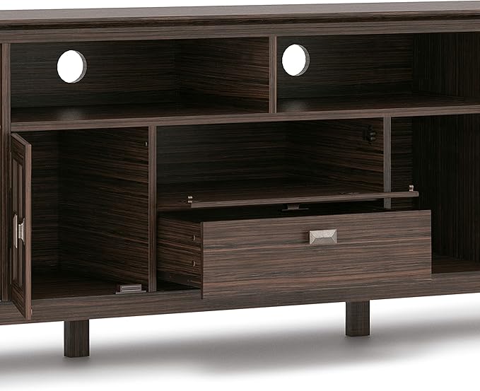 SIMPLIHOME Artisan TV Stand - 72 inch Wide Solid Wood Media Console in Farmhouse Brown, Contemporary Entertainment Center for Living Room for TVs up to 80 Inches with Drawers and Cable Management