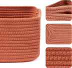Small Storage Baskets for Organizing | Closet Organizer Bins | Shelf Toy Basket | Woven Rope Baskets | Cube Decorative Box | Shallow Basket | 13x8.5x5.1” | 3 Packs Oxide Red