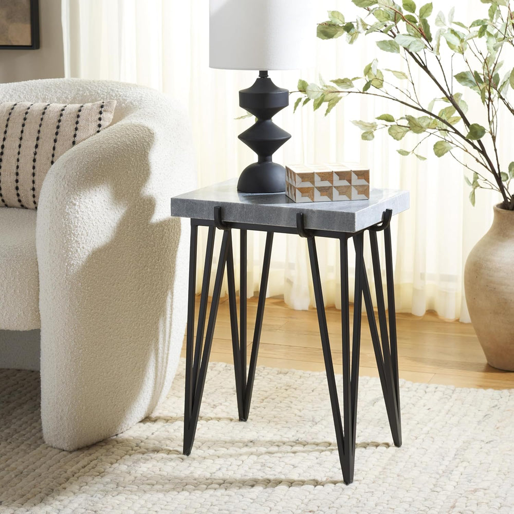 SAFAVIEH Home Collection - Rolf Accent Table, Rectangular Marble Side Table w...