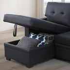 Devion Furniture Garisa 4-in-1 Convertible L Shaped Couch with Pull Out Bed and Storage, Sectional Sleeper Sofa with Reversible Chaise for Living Room, Apartment, Bedroom, Office
