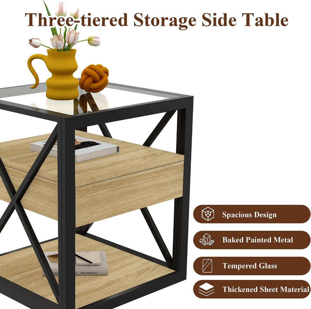 Bellemave 1 piece Small End Table with Drawer, Nightstand for Bedroom & L...