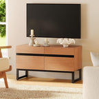 WAMPAT Modern TV Stand for TVs Up to 40 Inch, Entertainment Center Media Console with Storage Cabinet, TV Console for Living Room, Mocha