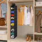 Libeder 10-Shelf Hanging Closet Shoe Organizers and Storage, Black | Hanging Closet Organizer for Wardrode,Dorm, Folding Shoe Racks Hanger, Space Saving Hanging Shelves