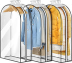 MISSLO 10" Gusseted All Clear Garment Bags for Hanging Clothes 3 Packs 40" Suit Bags for Closet Storage Hanging Clothes Storage Suit Cover for Shirts, Coats, Dresses