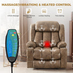 Oversized Power Lift Recliner Chair, Big and Tall, Light Brown | Lift Chairs with Massage and Heating, Breathable Faux Leather with Metal Cup Holders, USB A&C Ports