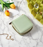 Travel Jewelry Organizer Case - for Tangle-Free Necklaces, Earrings, Rings, Bracelets Storage, Travel Essentials, Fashion Portable Jewelry Travel bags for Women - Small Macaron Green