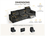 124.8'' Oversized Power Recliner Sofa with Headrest, Extra Wide Deep Modular Cloud Sectional Reclining Couch Wall Hugger, Convertible 3-Seater for RV Home Theater Living Room, Chenille, Black