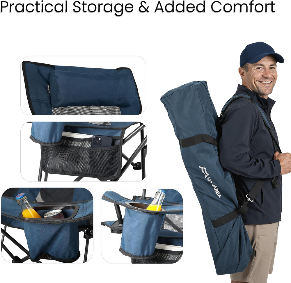 Portable Reclining Camping/Lounge Chair for Outdoor (1, Blue) | Soft Cushion,...