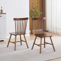 Walnut Solid Wood Windsor Dining Chairs Set of 2 with Spindle Back (Windsor-2 Walnut)