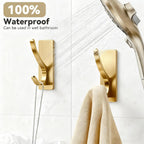 pickpiff Self Adhesive Coat Hooks for Hanging, Heavy Duty Stainless Double Wall Hook for Towel, Backpack, Hat, Sturdy Metal Hanger for Bathroom, Bedroom, Door, Wall Mounted, 6-Pack, Brushed Gold