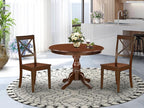 East West Furniture HBBO3-MAH-W 3 Piece Dining Room Table Set Contains a Round Kitchen Table with Pedestal and 2 Dining Chairs, 42x42 Inch, Mahogany