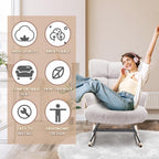 SAETSFEG Rocking Chair Nursery Teddy Upholstered Glider Rocker Rocking Accent Chair Padded Seat with High Backrest Armchair Comfy Side Chair for Living Room Bedroom Offices (Grey Teddy)
