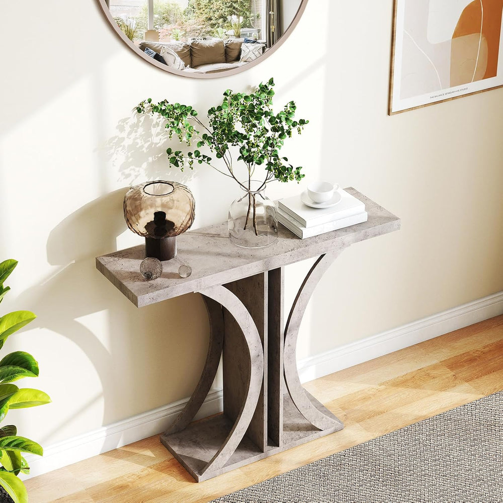 GIANTEX 40" Narrow Console Table, Industrial T-Shaped Entryway Table | S...