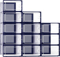 Kuject X-Large Shoe Storage Boxes Organizers Clear Plastic Stackable 12 Pack, Shoe Rack & Holder Substitute, Sneaker Containers, Toy Storage Organizer Bins for Entryway, Closet, Under Bed, Blue