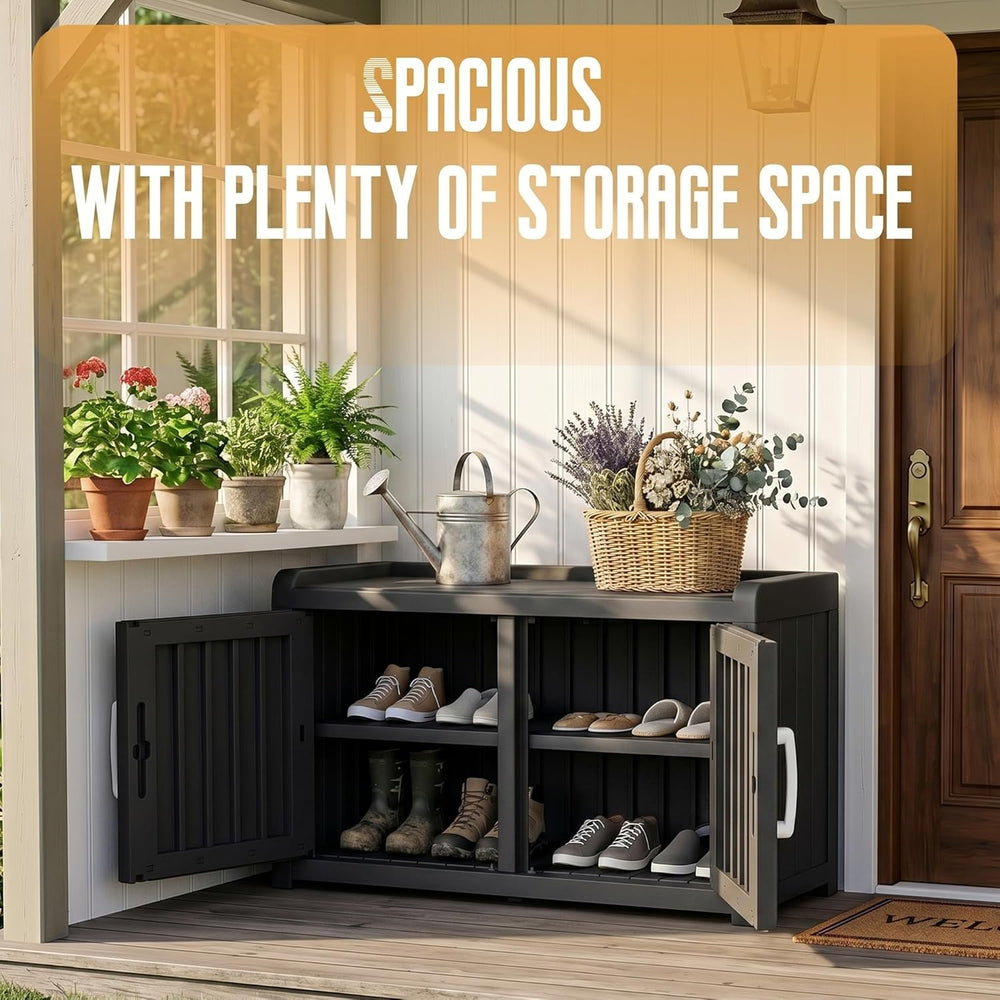 ROJIK Shoe Cabinet Waterproof UV-Resistant,Storage Bench Indoor Outdoor with ...