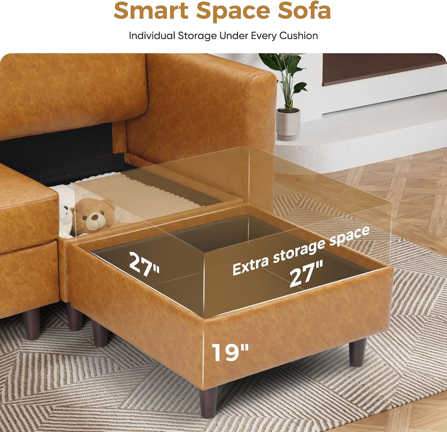 Sofa Modular Sectional Faux Leather Sectional Sofa Module Brown