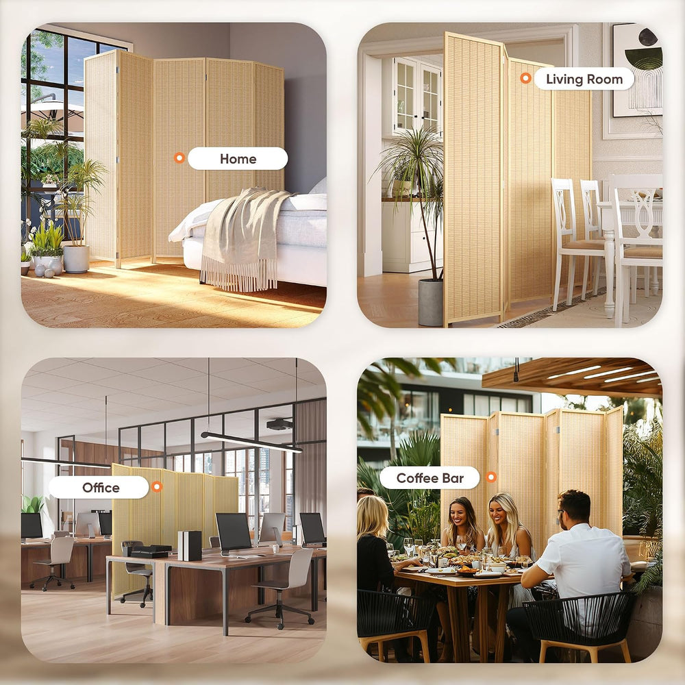 JOSTYLE Bamboo Room Divider, 6-Panel Folding Privacy Screen, 6 ft. Tall
