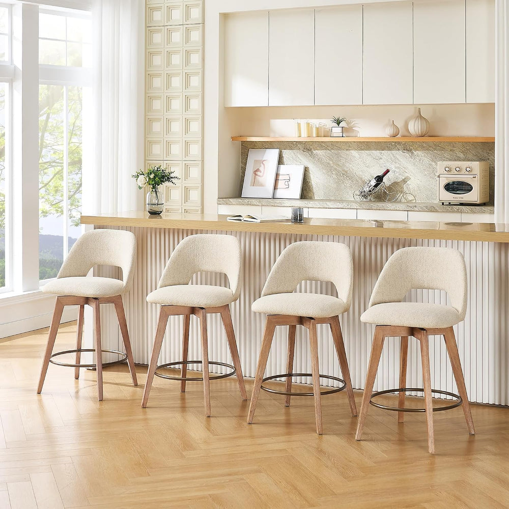 Zesthouse Swivel Bar Stools Set of 2, Wood Counter Height Chairs with Backs |...