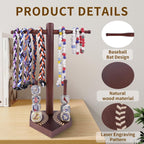 Baseball and Softball Jewelry Organizer - Wooden Display Holder for Championship Rings & Drip Necklaces, All-in-One Sports Ring Holder, Perfect Display Gift for Athletes and Fans