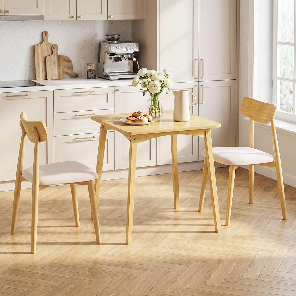 Bamboo Dining Table, Small Kitchen Table for 2, 27.6" Square Dining Tabl...